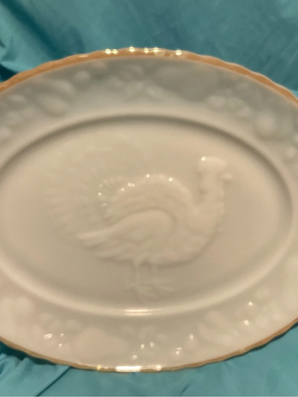 White Porcelain Dinner Plate with Gold Trim